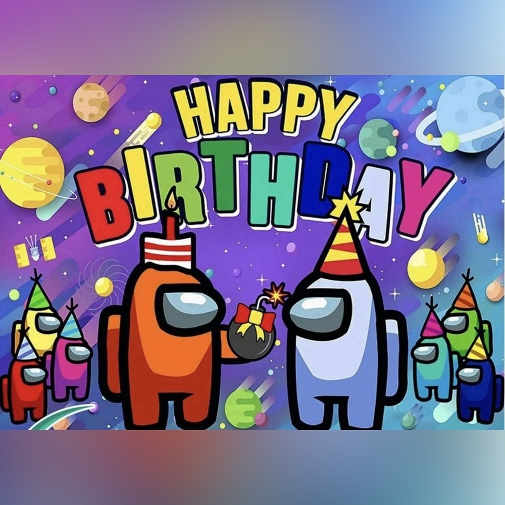 5X3 Birthday Tapestry Banner Among us